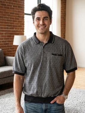 Vintage LD-Sport International Banded Bottom Polo Men's L 90s - Faded Trim